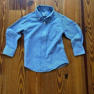 Class Club Boys Long Sleeve Button Down Shirt Blue/White Gingham Check Size 2/3